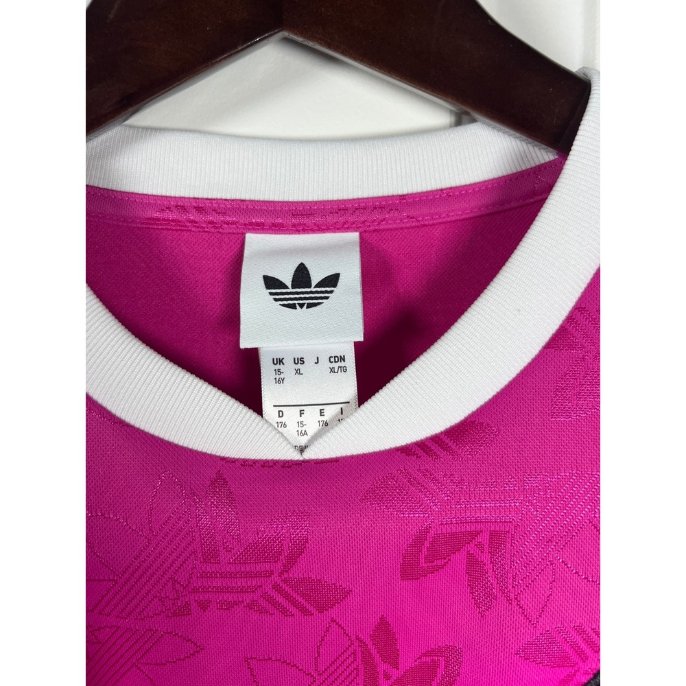 Adidas Originals Kids Pink Trefoil Monogram Soccer Jersey Shirt XL 15-16Y - Picture 4 of 5